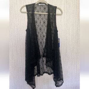 NWT NY Gard Size Large Black Vest Duster